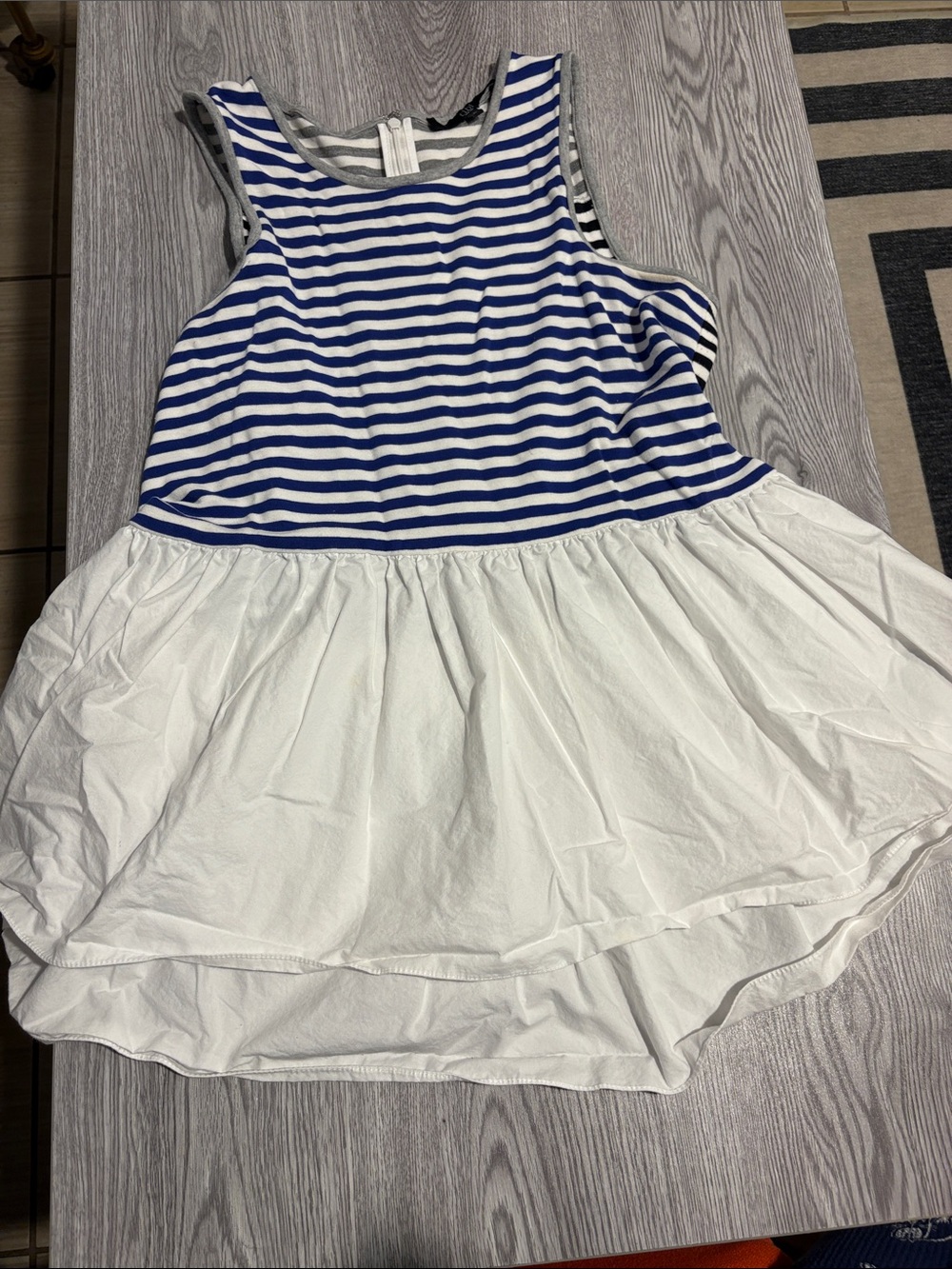 Tibi Blue, Gray & White Striped Sleeveless Top